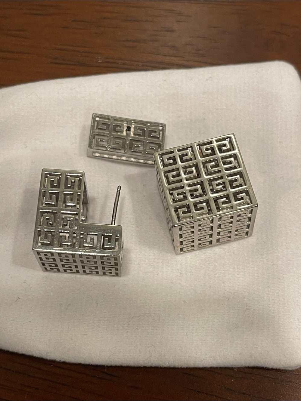 GIVENCHY Geometric Silver Cube Stud Earrings